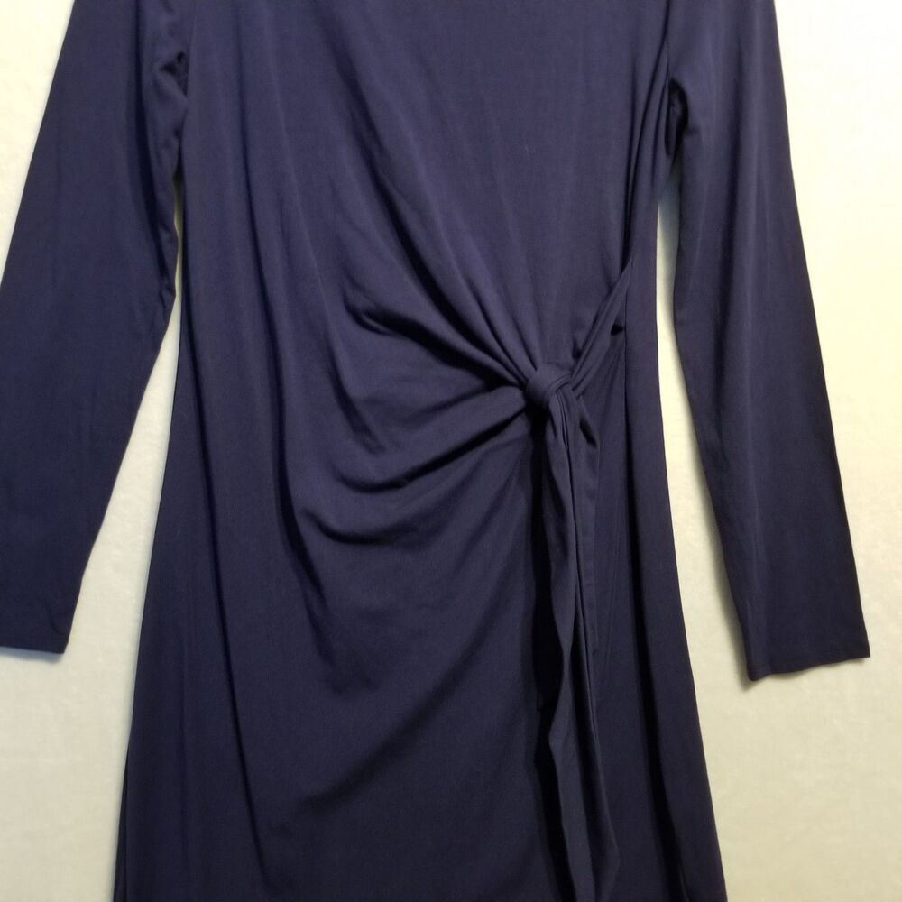 Anthropologie Daily Practice M Dress Midi Tie Breaker Long-Sleeve Navy Blue - Picture 3 of 9